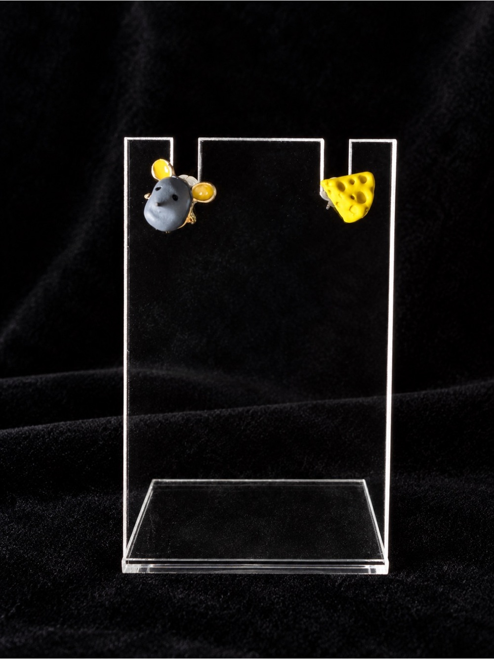 Yan Mo Tiny Mouse and Cheese Earrings